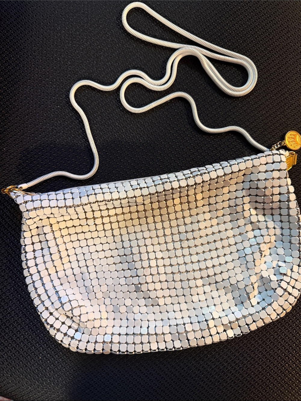 La Regale Silver Mesh Evening Clutch with Chain Strap